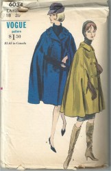 6034 VOG 1963 2 BRSTD CIRCULAR CAPE LENGTHS PATTERN MD 14,16